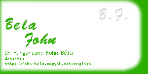 bela fohn business card