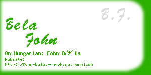 bela fohn business card